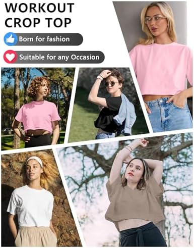 Dalavch 4/6 Pack Women's Crop Top Short Sleeve Athletic Workout Loose Fit