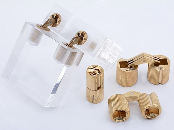 12 Pcs 12mm Brass Barrel Hinges Hidden Invisible Cabinet Furniture Hinges Concealed 180 Degree Opening Angle