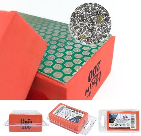 Diamond Hand Polishing Pad Diamond Sanding Block Foam Backed Diamond Sponge Sanding Pads for Wet or Dry Grinding polishing for Granite Marble Stone Tile Glass Ceramic (1, 200# Hexagon)