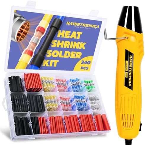 haisstronica 340PCS Wire Repair Kit, Solder Seals, 3:1 Tubing, Heat Gun