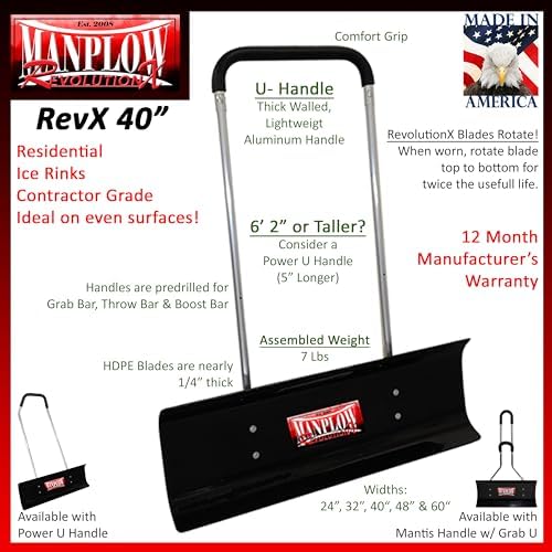 RevolutionX Snow Pusher with U Handle (40 Inch)