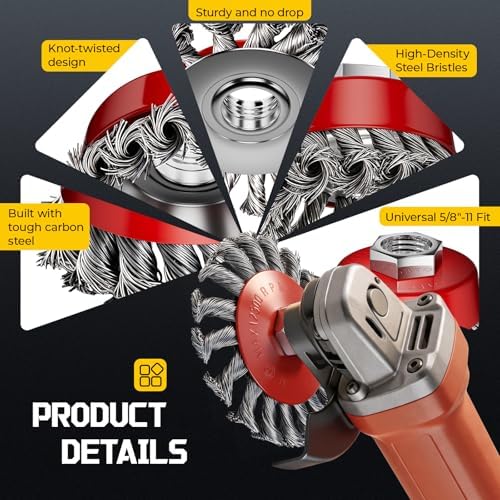 Wire Wheel for Angle Grinder Carbon Steel Knotted Cup Brush 24Pcs