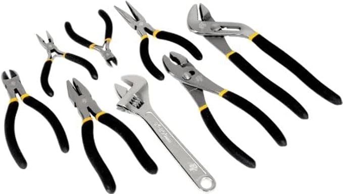 Performance Tool W1704 8-Piece Chrome Vanadium Pliers and Wrench Set