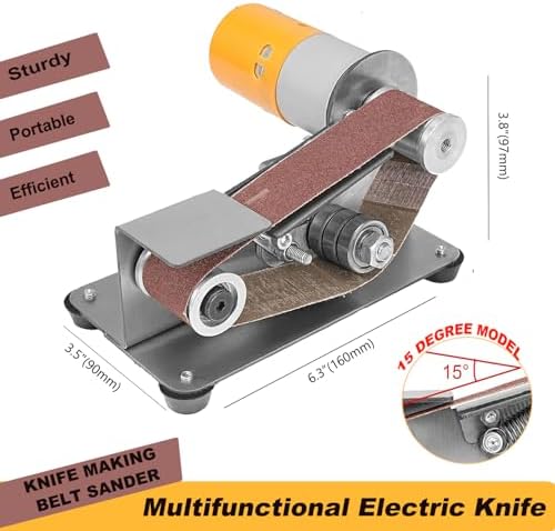 Multifunctional Mini Belt Sander, Electric Knife Sharpener with 7 Adjustable Speeds, 15 Degree Angle for Kitchen Knives, Wood, Plastic, and Crafts - Polisher with Dual Direction Rotation & Accessories