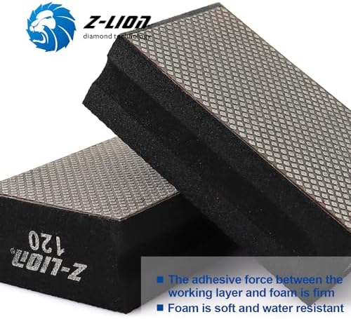 Z-Lion Electroplated Diamond Hand Polishing Pads Foam Back for Granite Marble Stone Glass Ceramic (120#)