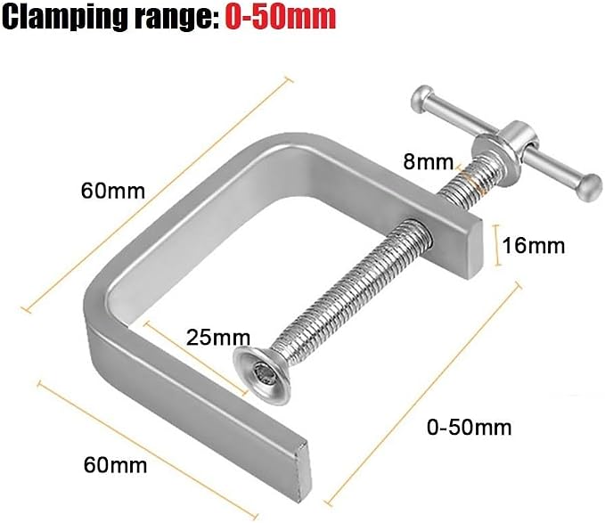 Stainless Steel C Clamps, 0-100 Mm 4 Sizes C Clamp, Heavy Duty Woodworking Clamp With Wide Jaw Openings For Carpentry Woodwork Building Wood, Plastic, Stone, Metal Stable Clamping(0-50mm)