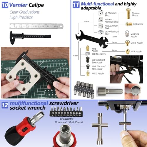262 Pcs 3D Printer Tool Set w/Bag, Nozzle Kit & Mini Electric Grinder