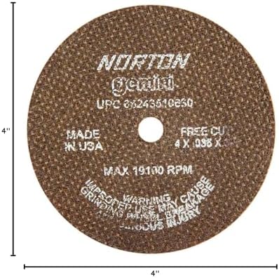 Norton 66243510630 E2279811 4"x.035"x3/8" Gemini Cutoff Wheel Free