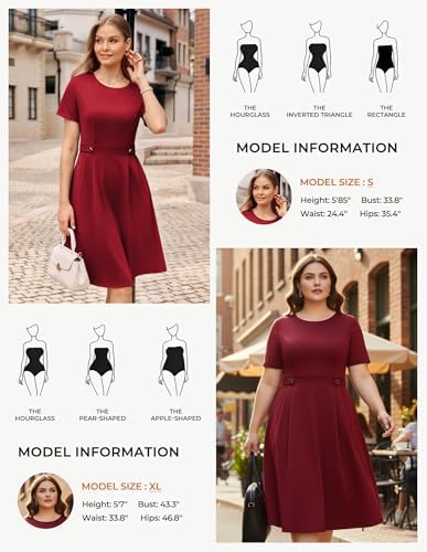 GRACE KARIN Women's 2026 Short Sleeve Church Work Midi Dresses with Pockets