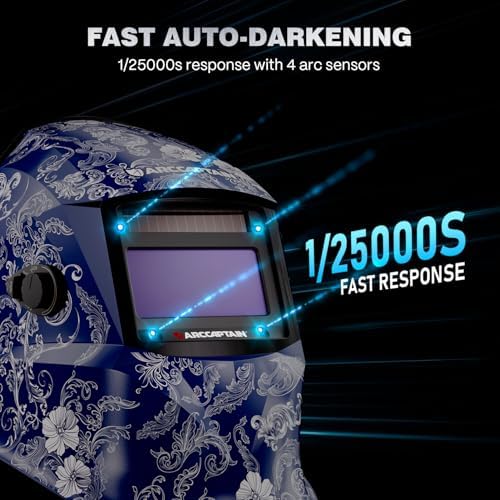 ARCCAPTAIN Welding Helmet Auto Darkening, 1/25000s Response, Shade 4/9-13