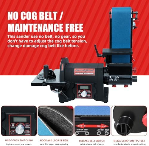 BUCKTOOL 1HP VFD Variable Speed Belt Disc Sander,4x36" Belt,8" Disc