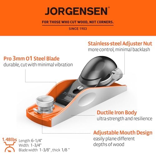 JORGENSEN NO.60-1/2 6-1/4" Wood Planer, Hand Planer for Woodworking