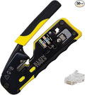 Klein Tools 80024 Ratcheting Data Cable and RJ45 Crimp Tool with CAT6 Plug 50-Pack, Pass Thru Installation Tool Kit