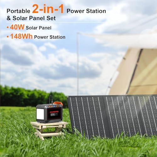 MARBERO 148Wh Solar Generator with Panels Included Solar Panel Kit 40W