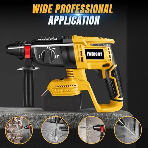 Cordless Rotary Hammer Compatible With Dewalt 20V MAX Battery,Brushless SDS 2.7Joules Rotary Hammer Drill for Concrete/Masonry/Wood,4 Modes with 6 Drill (Battery Not Included)