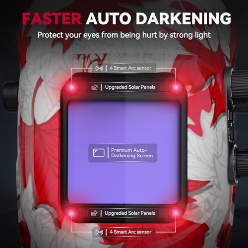 ARCCAPTAIN Auto Darkening Welding Helmet, 3.94"X3.66" Large Viewing Screen