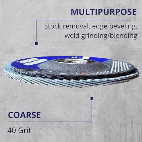 50 Pack Flap Discs 40 Grit 4.5" x 7/8" Sanding Wheels