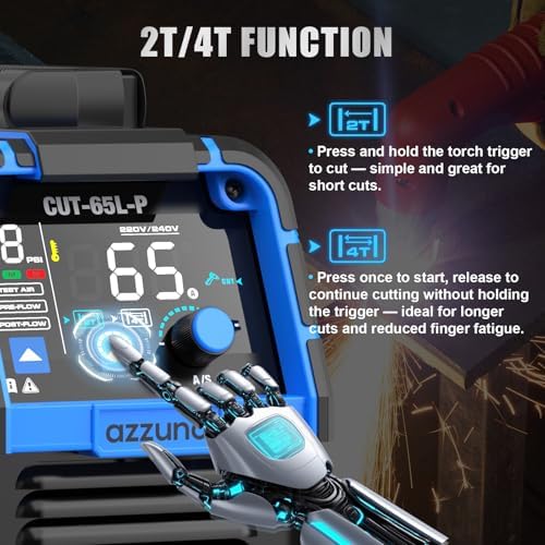AZZUNO Plasma Cutter 65A, Non-Touch Pilot Arc, 110V/220V Max Cut 1"