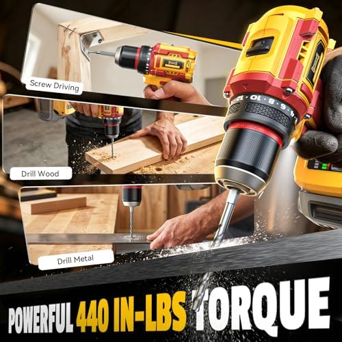 Cordless Drill and Impact Driver Combo Kit Compatible with Dewalt Battery