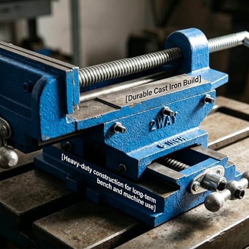 6 Inch Precision Cross Slide Drill Press Vise with 9.4" X-Axis & 8" Y-Axis Travel, Heavy Duty Ductile Iron, Includes Bolts & Nuts, Bench Vise 6 Inch Heavy Duty, and Table Clamp for Versatile Use