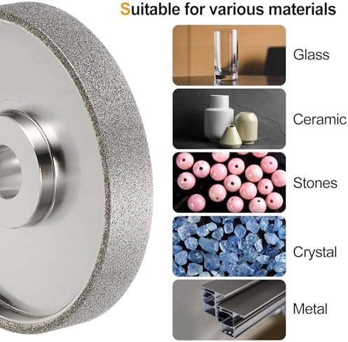 HARFINGTON Diamond Lapidary Wheel 6 Inch x 1 Inch Arbor Hole 60 Grit Grinding Wheels for Stone, Marble, Glass, Ceramics, Crystal, Carbide, Steel