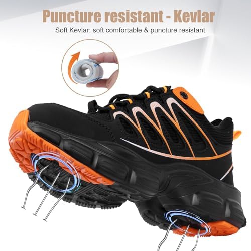 Hogent Steel Toe Shoes for Men Women - Non Slip & Lightweight Work Shoes