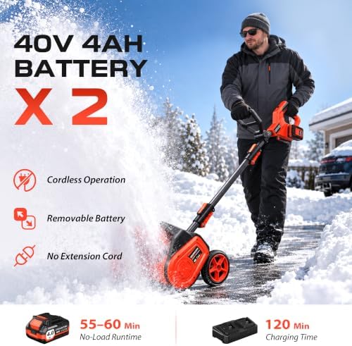 Cordless Electric Snow Shovel, 40V Snow Blower, 15'' Width