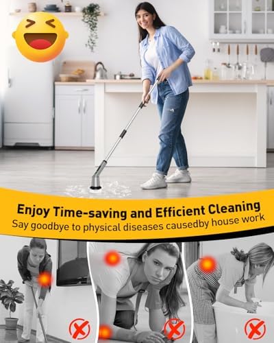 Electric Spin Scrubber for Bathroom, Shower Scrubber with Long Handle