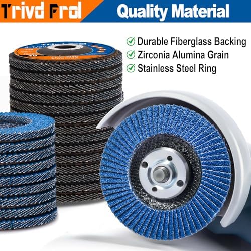 40 Pack Flap Discs 4 1/2 for Angle Grinder Sanding Disc - Trivd Frol 40/60/80/120 Grit T29 Flap Disc, 7/8 Inch Zirconia Abrasive Grinding Wheel Disc for Metal, Wood, Stainless Steel Finishing