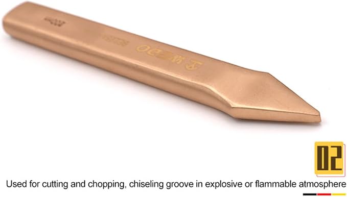 WEDO Non-Sparking Flat Chisel Pointy Head,Cold Chisel,Beryllium Copper,4x7x200mm,Non-Magnetic,BAM & FM Certificate,Cone Chisel for Carpentry, Metalwork, Woodwork & Masonry work