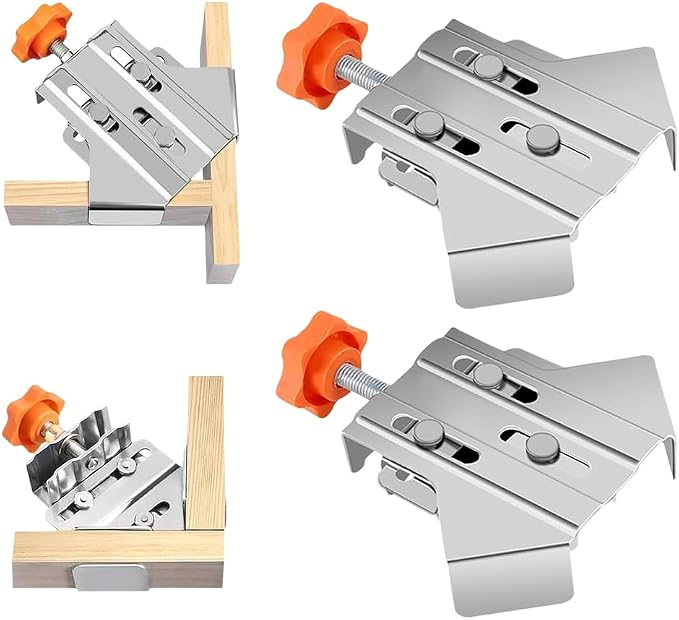 Quick Right Angle Fixing Clip, Multipurpose Stainless Steel 90° Degree Corner Clamp for Woodworking, T-shaped Right Angle Clamping Tool with Adjustable Swing Jaw Right Angle (2pcs-Open Type)
