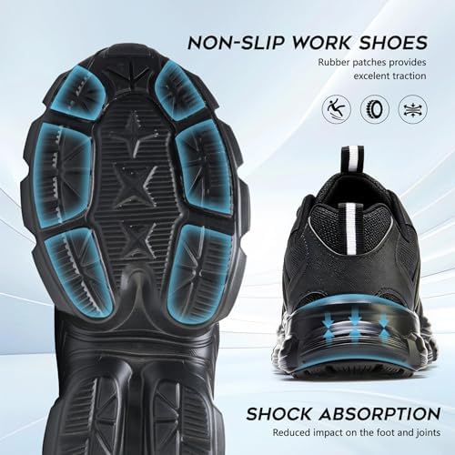 Hogent Steel Toe Shoes for Men Women - Non Slip & Lightweight Work Shoes