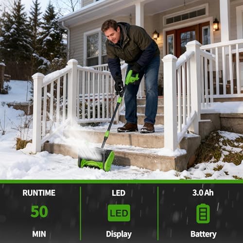 21V Cordless Snow Shovel with Battery, Electric Snow Blower Cordless