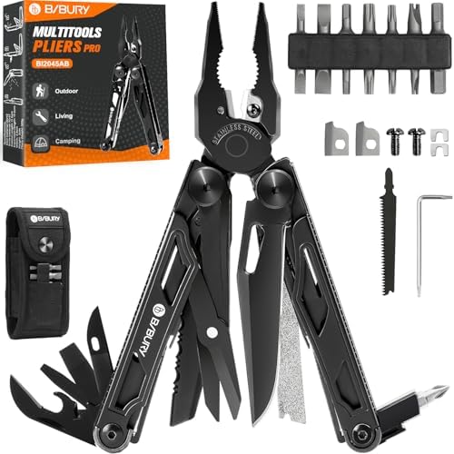 BIBURY 31-in-1 Multitool Pliers Pro,EDC Pocket Knife & Upgraded Scissors