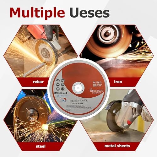 findmall 100 Pack 7" x1/16 x7/8" Cut-Off Wheel - Metal & Stainless Steel Cutting Discs