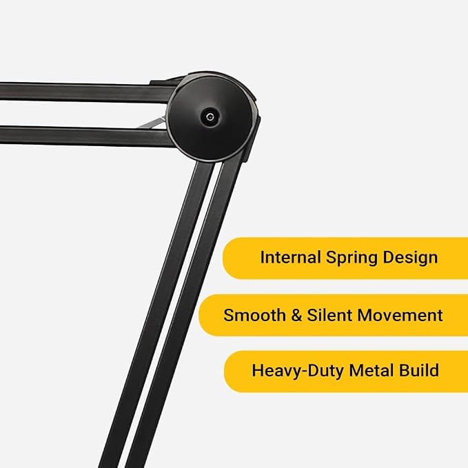 Two-Section Broadcast Microphone Boom Arm with Internal Springs Integrated XLR Cable, 40" Reach Desk Clamp, 360° Rotation, C-Clamp Mount and 14" Riser for Podcast Streaming Recording