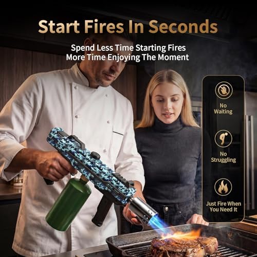 Propane Torch Gun, Adjustable Flame Blow Torch for Cooking and BBQ