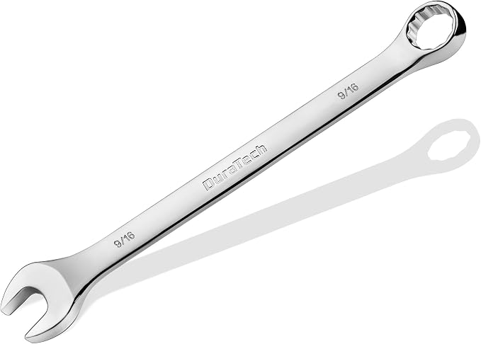 DURATECH 9/16" Combination Wrench, SAE | CR-V Constructed, Mirror Polish, 12-Point, 15-Degree Offset