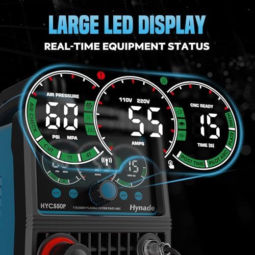 65A Pilot Arc Plasma Cutter, Large LED Display, Non-Touch Air Sensor 65A Plasma Cutter Machine 110/220V Dual Voltage, IGBT Inverter, 1/2'' Clean Cut, 2T/4T for Beginners DIY