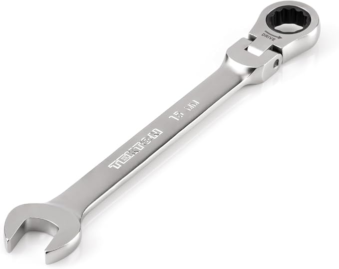 TEKTON 15 mm Flex Head Ratcheting Combination Wrench | WRC26415 | 12-Point