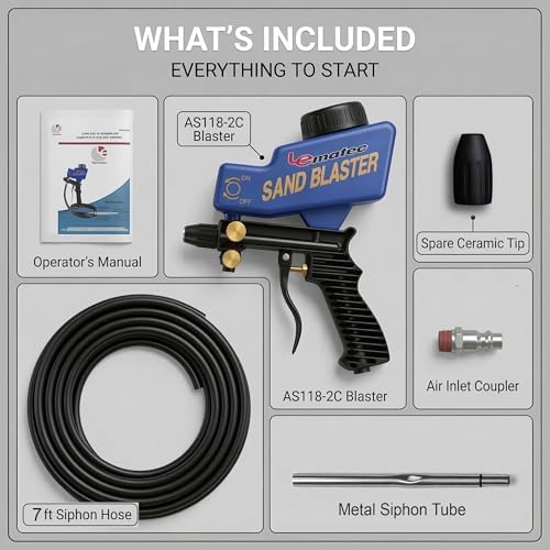 LE LEMATEC Sand Blaster Gun Kit for Air Compressor Rust Removal