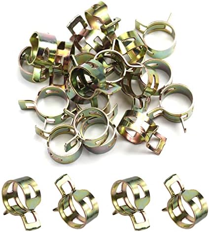 Fielect 50pcs 1/2" / 13mm Spring Band Type Action Hose Pipe Clamp Low Pressure Air Clip Clamp Fasteners Assortment Kit for Plumbing, Automotive and Mechanical