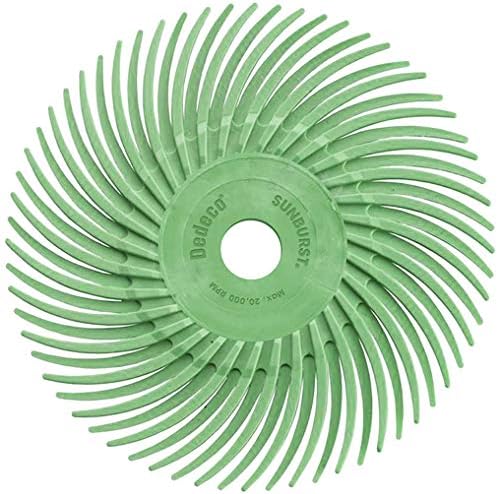 Dedeco Sunburst Radial Bristle Discs 12-Pack - 3" Curved - 3/8" Arbor - Light Green 14000 Grit (Ultra-Fine, 1 Micron) - Aluminum Oxide for Polishing & Finishing
