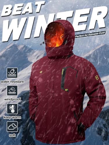 QPNGRP Mens Waterproof Ski Snowboard Jacket Winter Windproof Snow Coat