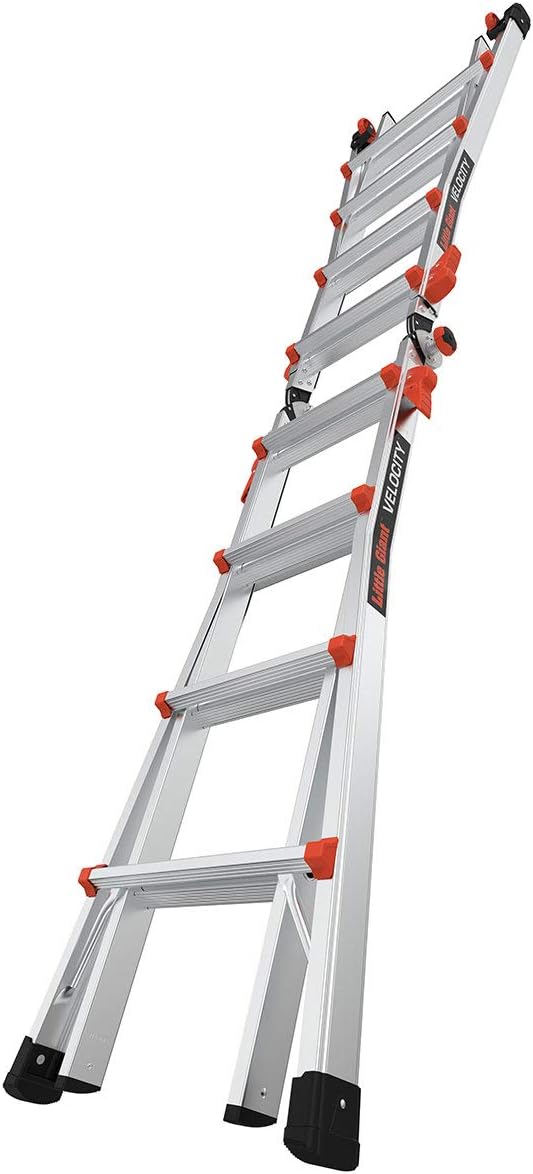 Little Giant Ladders, Velocity, M17, 9-15 Foot, Multi-Position Ladder, Aluminum, Type 1A, 300 lbs Weight Rating, (15417-001) & Project Tray, Ladder Accessory, Plastic, 25 lbs Weight Rating, (15012)