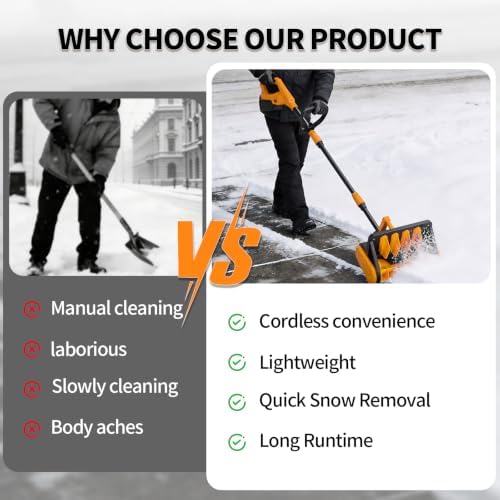 Electric Snow Shovel with Battery and Charger, Cordless Snow Blower