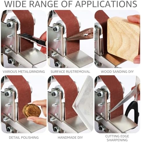 Mini Belt Sander Multifunctional Electric Belt Grinder 7 Adjustable Speed Electric Polishing Sharpener Machine 120-1000 Grit Small Electric Sander with Sanding Belt Polishing Pad