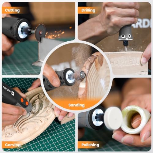 HARDELL 8V Cordless Rotary Tool Kit, 5‑Speed, 28000RPM for DIY Craft