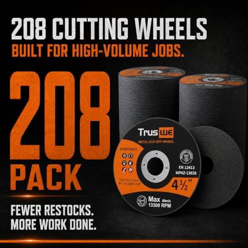 208 Pack Cut Off Wheels - 4 1/2 Inch Metal and Stainless Steel Cutting Wheel for Angle Grinder Ultra Thin Cut-Off Wheel Cutting Disc