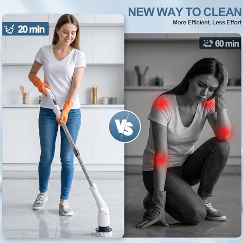 Cordless Electric Spin Scrubber with Extendable Long Handle